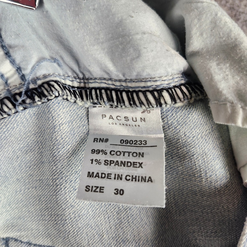 PacSun Skinny Denim Shorts Mens 30‎ Light Blue Distressed Raw Hem 170SP179000PC - Picture 15 of 16